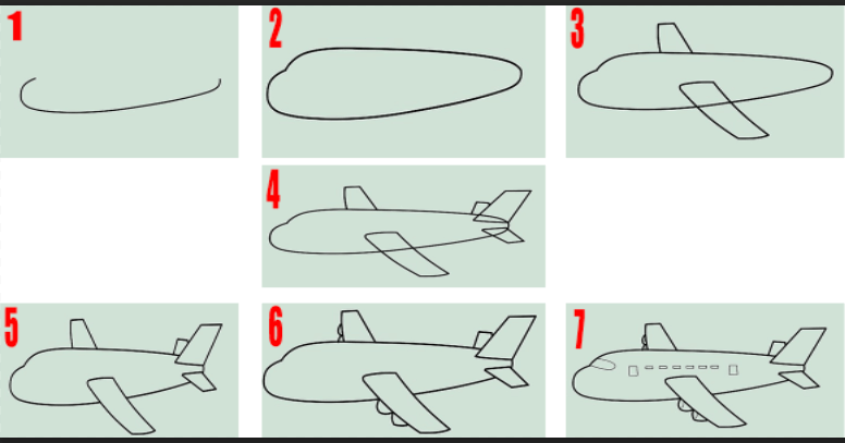 Sketsa Gambar Pesawat Terbang Belum Diwarnai