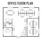 Plan office floor table top working desks cabinet reception equipment icon vector system preview