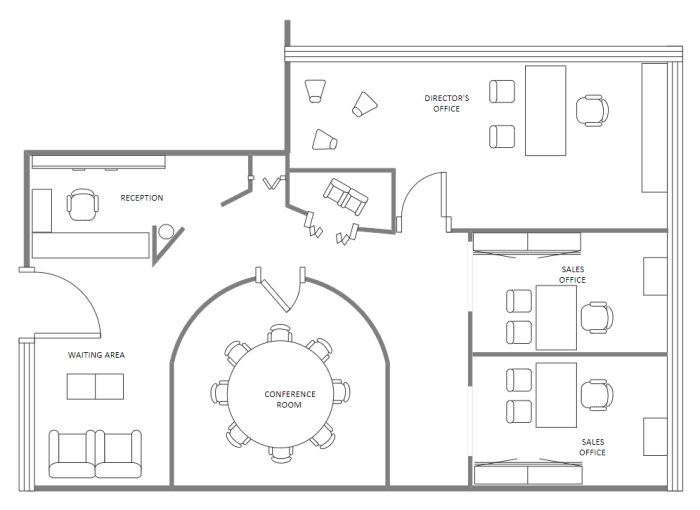 Layouts space oficinas feng shui workspace organization carriage comfortable swing desks planta compartida organising guardado